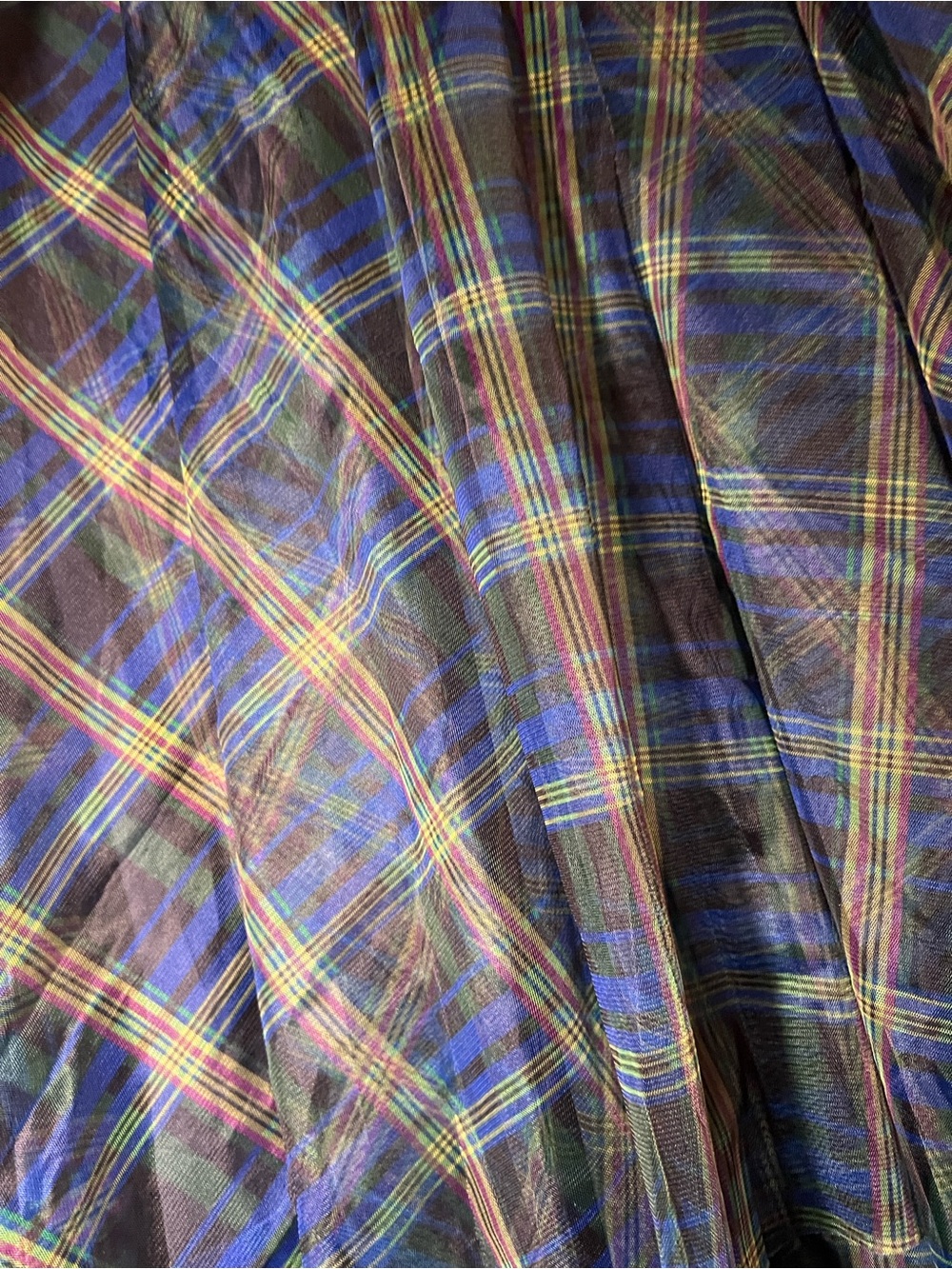 Kate Hewko Plaid Skirt in Black and Blue - Feminine A-Line Style - Picture 3 of 8